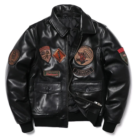 2025 New Embroidery Sheepskin Jacket Men'S Natural Genuine Leather G1 Air Force Pilots Coat Thicken Warm Soft Clothes